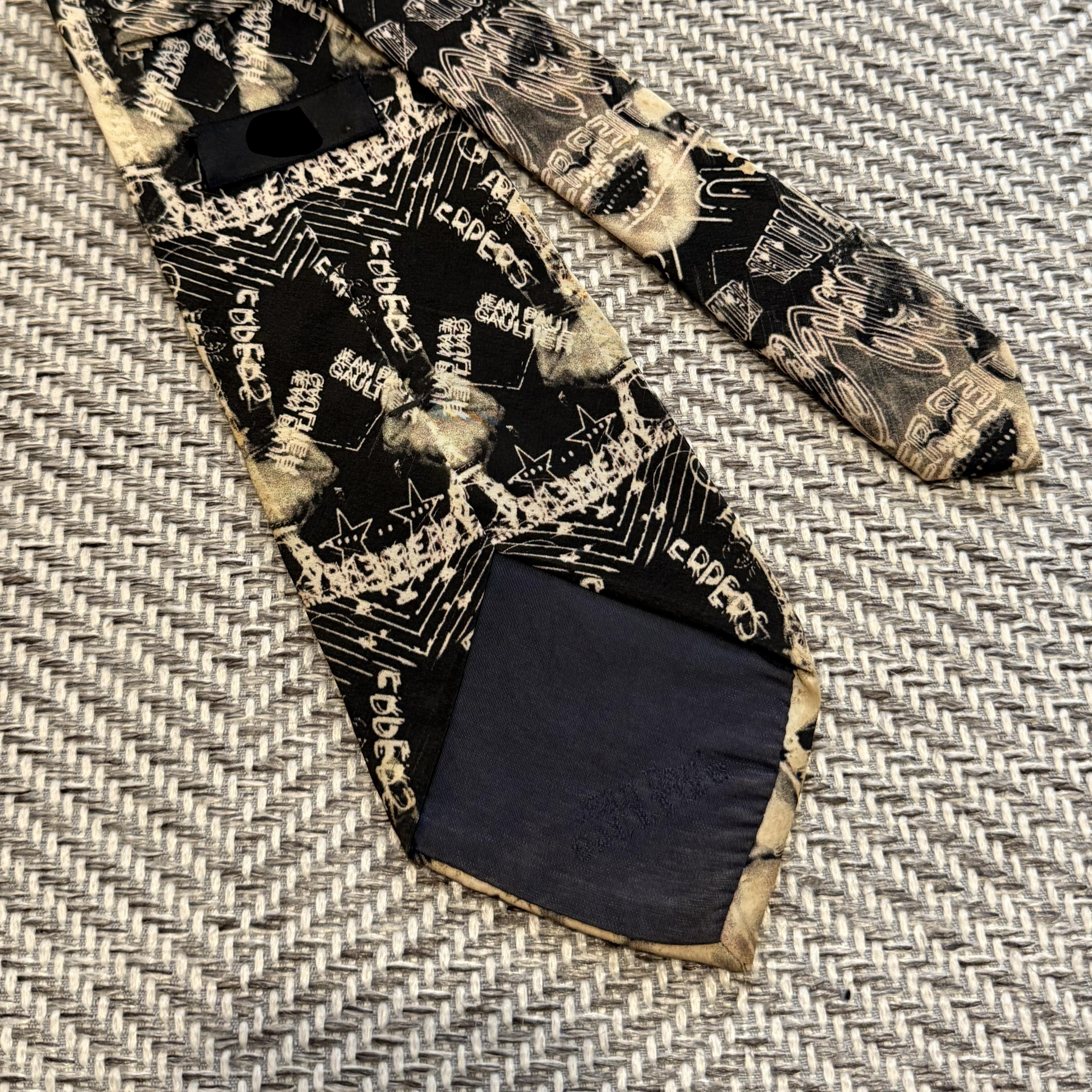 复古骷髅头印花真丝领带男黑色轻奢商务百搭印花领带配饰 - 图2