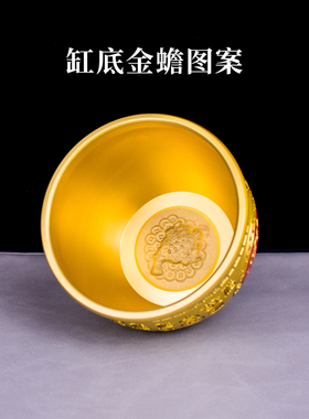 黄铜招财百福缸米缸聚财桌面摆件