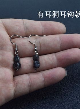 简约几何帝皇松黑方石无耳洞耳夹