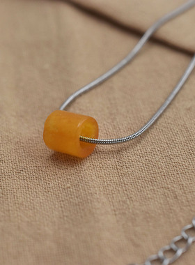 轻奢百搭黄色玉吊坠蛇骨链锁骨链