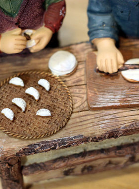 可爱风相守相伴老头老太树脂摆件