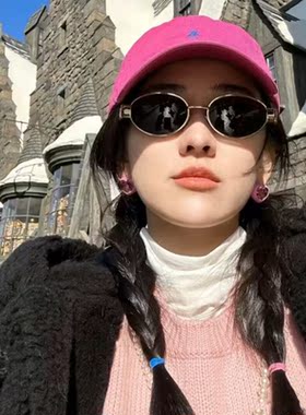 明星同款凯旋门防紫外线眼镜椭圆形个性金属墨镜女偏光复古太阳镜