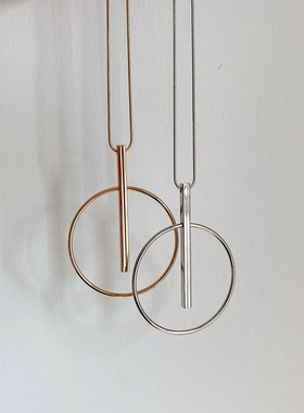 高档圆形几何吊坠长款毛衣链