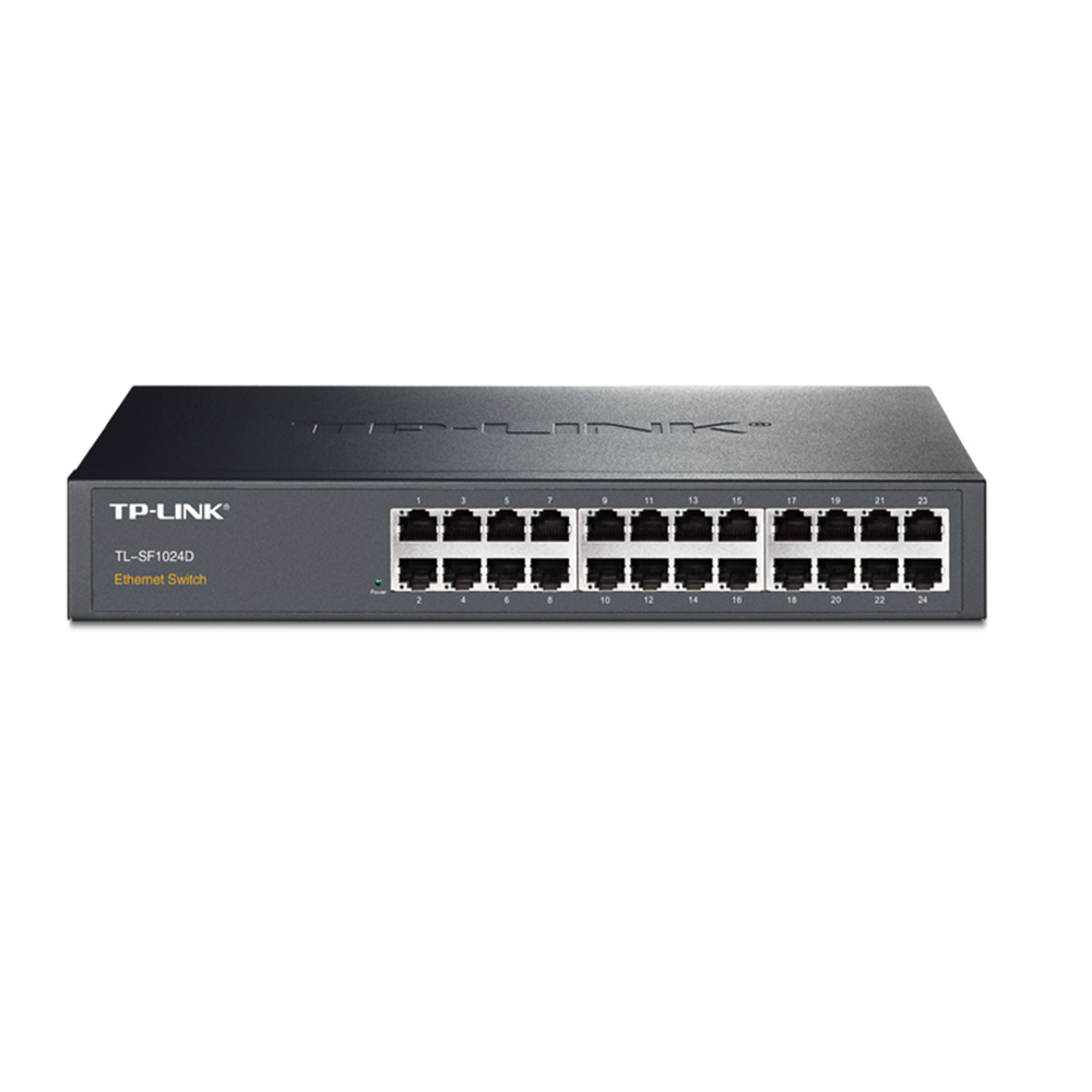 TP-LINK TL-SF1024D百兆24口交换机钢壳100M高速以太网即插即用机架式节能低功耗无风扇路由网络监控接口分线 - 图0