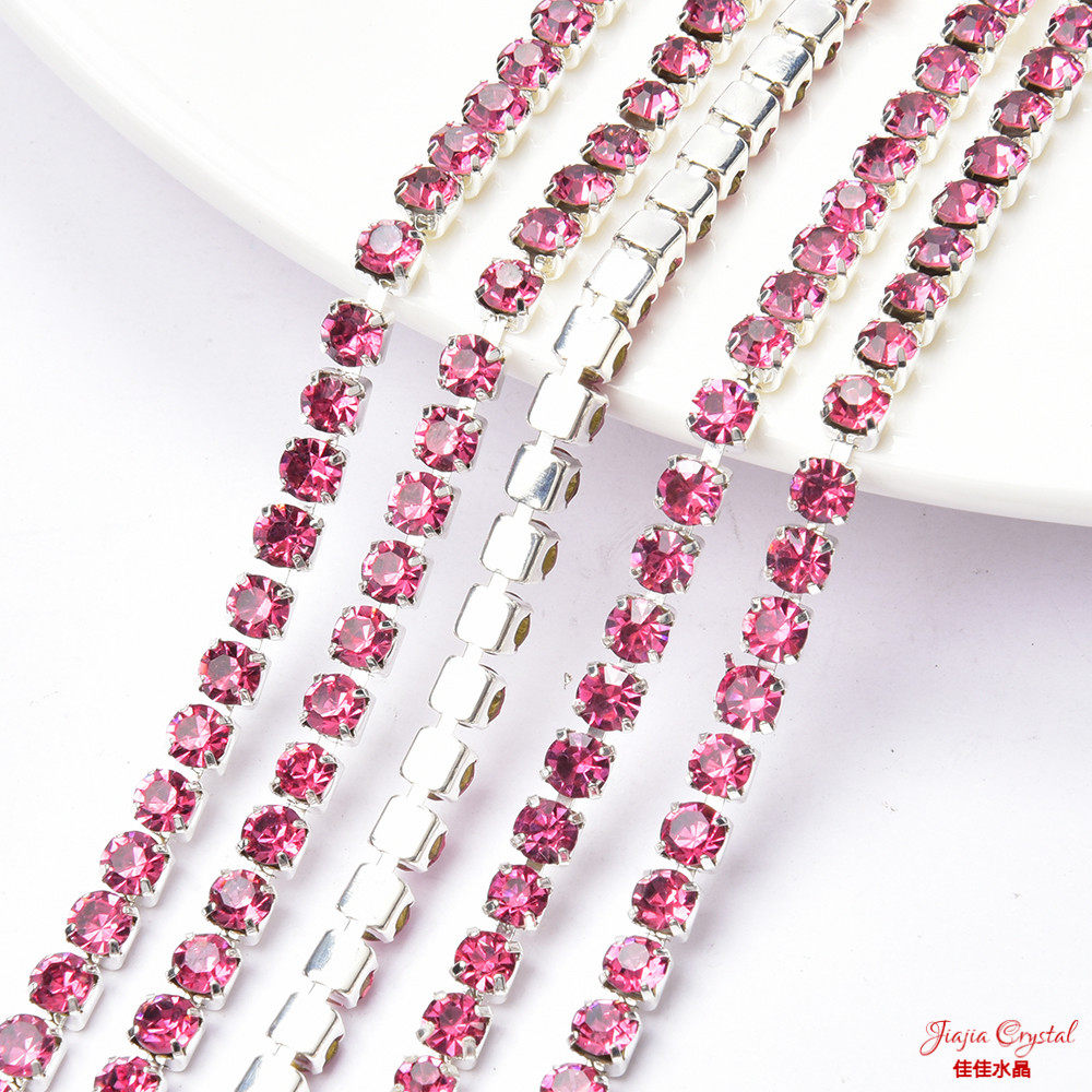 热销 3.5mm彩色玻璃水钻链 单排手缝爪钻密链diy服饰鞋包饰品配件,淘宝优惠券,粉丝福利购,淘宝优惠卷