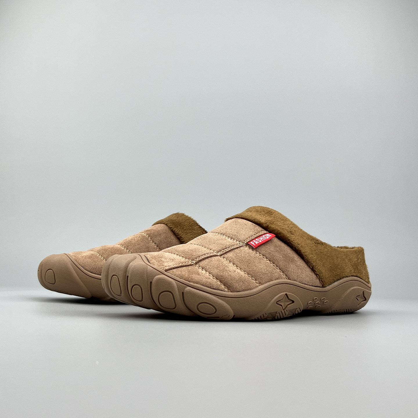 外贸男士大码加绒懒人一脚蹬休闲居家办公室棉拖户外健步半拖棉鞋,淘宝优惠券,粉丝福利购,淘宝优惠卷