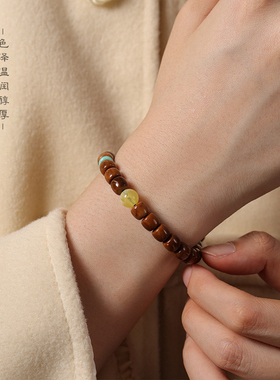 库克菩提蜜蜡单圈手串文艺简约饰品念珠佛珠文玩民族风女款手链
