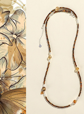 3mm切面虎眼石手链项链女通用沉香木黄塔水晶文艺复古手串首饰