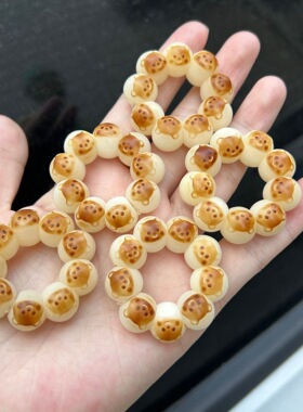 13mm可爱卡通小熊山竹蒜瓣菩提根大肠手串 肥肠猪大肠散珠菩提珠