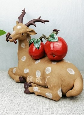 石湾公仔陶瓷大师玄关电视柜寿桃