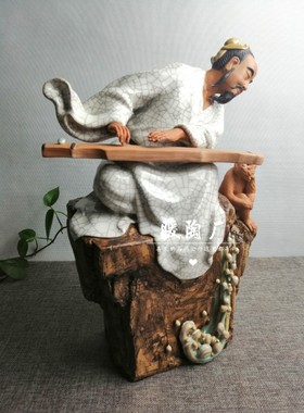 石湾公仔冯志伟大师高山流水摆件