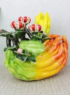 石湾公仔陶瓷大师精品佛手得心应手电视柜玄关大厅家居摆件店铺