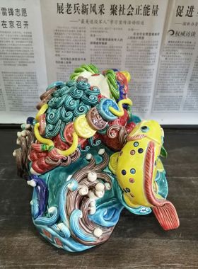 大师三足金蟾开业送礼手工交趾陶