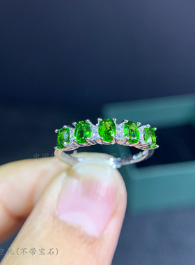 银饰品纯银绿色戒指空托