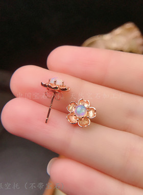 s925纯银戒指吊坠耳钉套装空托