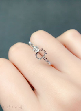 甜美小花朵晶石女戒托椭圆5*7mm