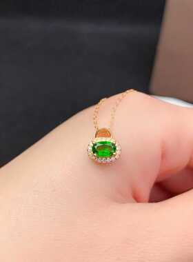 椭圆形4*6mm吊坠空托 经典小巧横镶小锁头项坠空托 s925纯银饰品