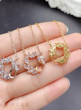 女s925纯银椭圆5*7吊坠锁骨链