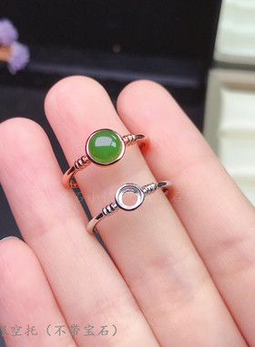 s925纯银正圆形戒指镶钳包边空托