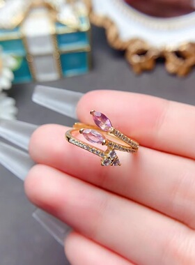 女银时尚女戒粉蓝宝戒指空托