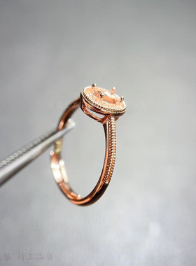 s925纯银椭圆形4*5mm戒指空托