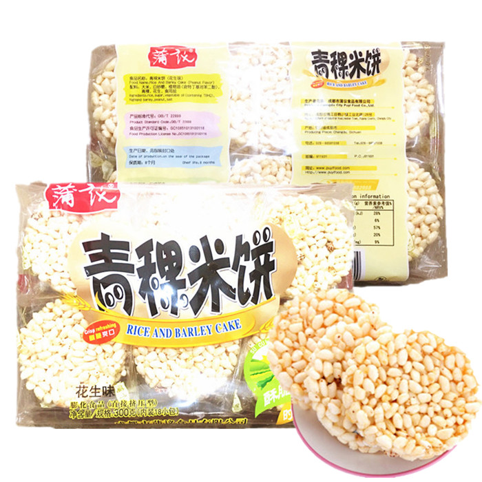 蒲议芝青稞米饼300克*2袋花生味麦饼米花糖糕点零食四川成都特产-图0