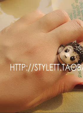 日韩风可爱满钻滴釉萌萌哒小猴子戒指指环小众设计款女