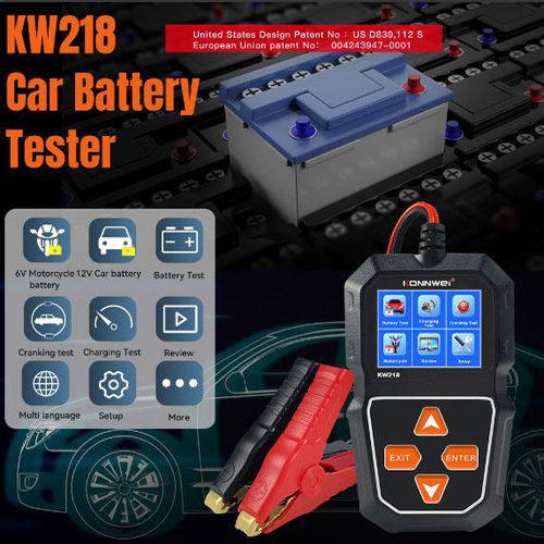 中英文KW218 6V- 12V汽车摩托电瓶车割草机铅酸蓄电池内阻检测仪 - 图0