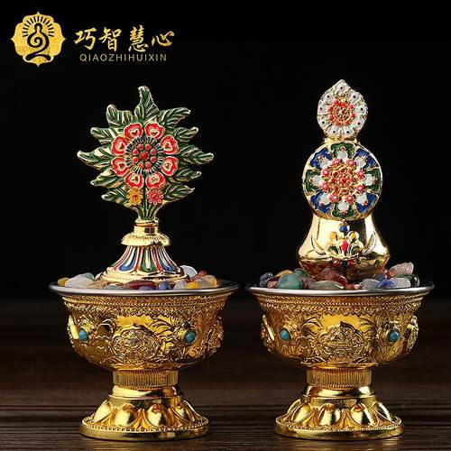 密宗法器 八供精品朵玛酥油花食子尼泊尔手工艺鎏金彩绘垛玛食子 - 图2