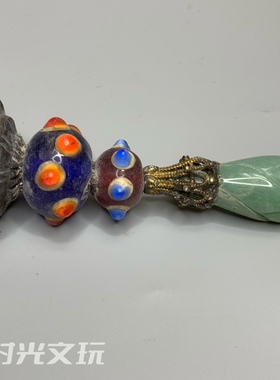 古玩古董老物件收藏 仿老包浆琉璃帽官顶顶戴花翎助运摆件 帽珠