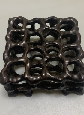 珍藏紫光檀木镂空珠宝玉石底座手工雕刻花托花托底坐古玩玉器底座