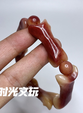 天然血料骆驼骨手串藏式骨头趾骨佛珠男款文玩灵骨手链精品手训