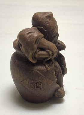 古玩杂件黄杨木雕刻济公醉酒小摆件手把件