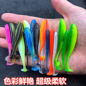 ໂຮງງານສົ່ງຟຣີຕໍ່ປອນ t-tail ປາ Luya soft bait freshwater T-tail soft worm lead head hook fishing for bass and mandarin fish upside down bait fake