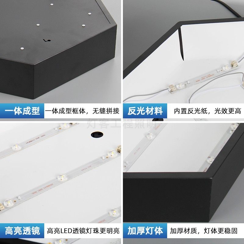 led造型灯 圆形六边形 超市办公写字楼健身房台球室定制创意吊灯,淘宝优惠券,粉丝福利购,淘宝优惠卷