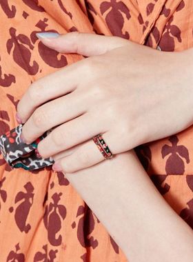 包拼邮日本代购日系印花复古戒指