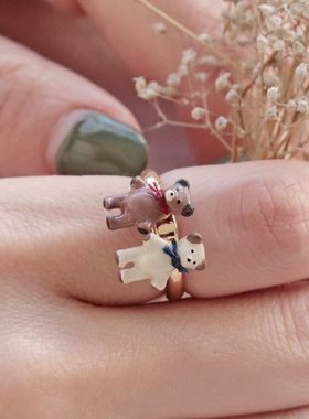Ayatorie女可爱泰迪熊戒指