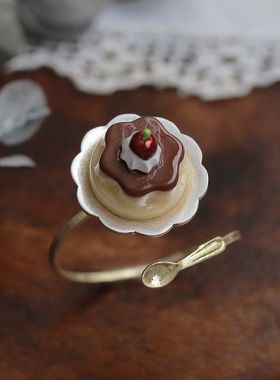 日韩系蛋奶布丁戒指指环