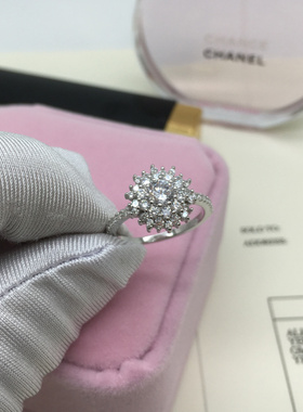 锆石太阳花钻戒镶嵌女925银欧美