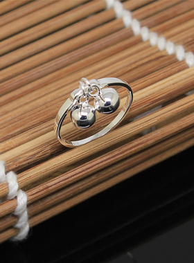 响铃铛925纯银百搭款戒指女日韩