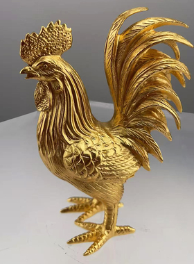 足银999镀金鸡摆件金鸡公鸡招财十二生肖鸡家居客厅风水工艺品