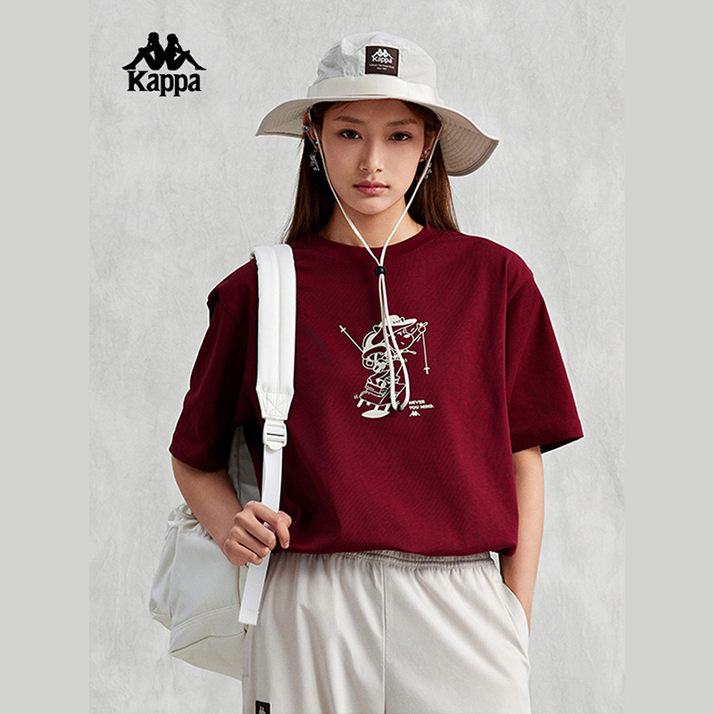 Kappa卡帕男装女装2024夏季新款运动休闲圆领短袖T恤K0EX2TD83D - 图1