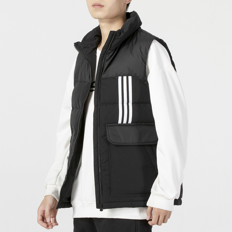 Adidas阿迪达斯羽绒背心男2023秋冬新款运动服保暖立领马甲HN4776 - 图0