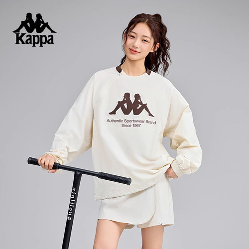 Kappa卡帕男装女装2025春季新款休闲长袖宽松圆领上衣K0FW2XY01 - 图2