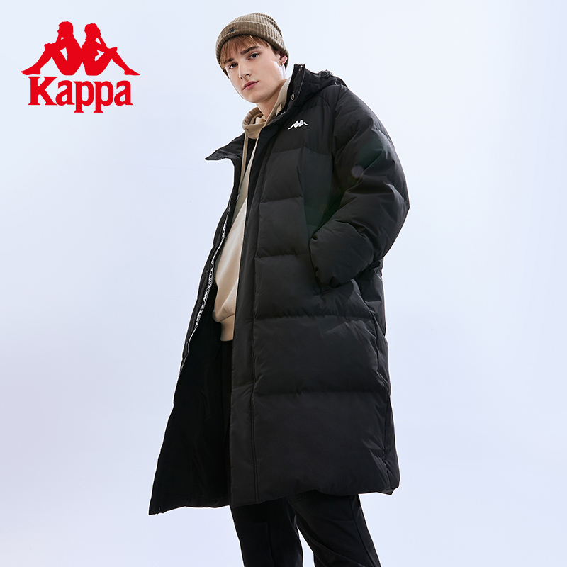 Kappa卡帕长款羽绒服2023冬季新款情侣男女户外高领连帽防寒上衣-图2