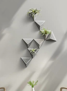 北欧简约形水泥挂墙植物花盆花瓶