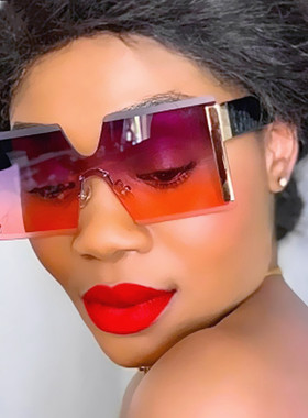 欧美潮流个性太阳镜框连体式2020