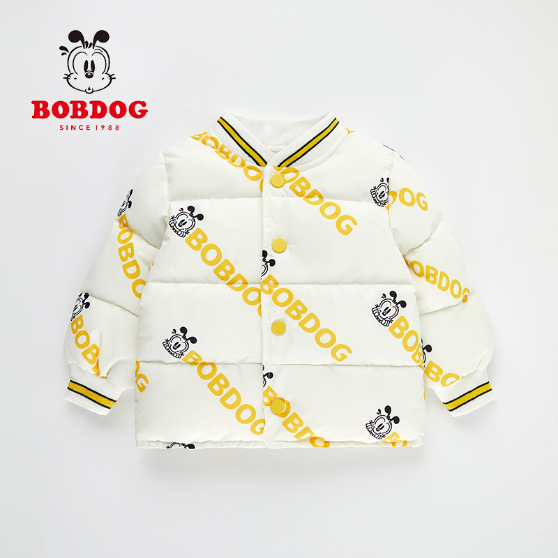 【晨曦专享】Bobdog/巴布豆印花单排扣冬保暖儿童棉服外套339