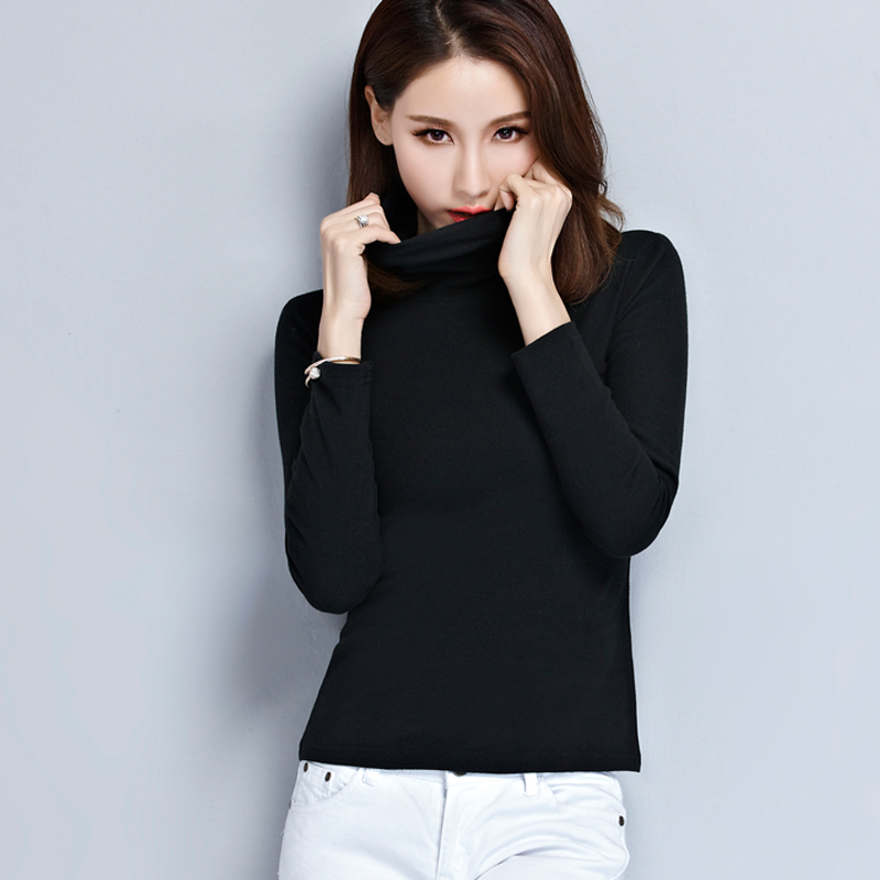 秋冬长袖t恤加绒黑色纯棉潮打底衫 自蓝红T恤