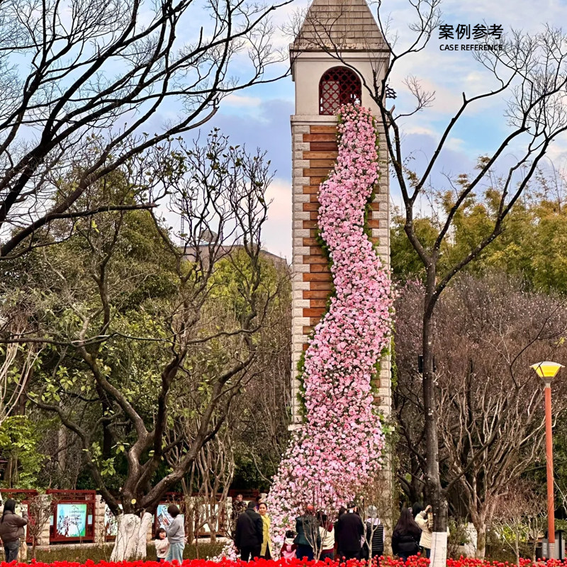 红黑色玫瑰花瀑布花墙网红打卡拍照酒吧装饰商场仿真花海布置花艺